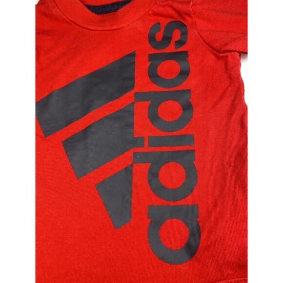 Adidas Unisex Baby Long Sleeve Bodysuit Size 3M Red w/ Black Logo - Picture 3 of 4